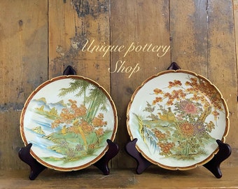 A gorgeous Japanese satsuma pair of plates