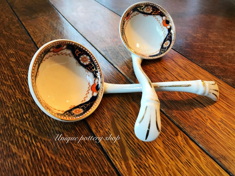 soup ladles A striking pair of Staffordshire gold trim