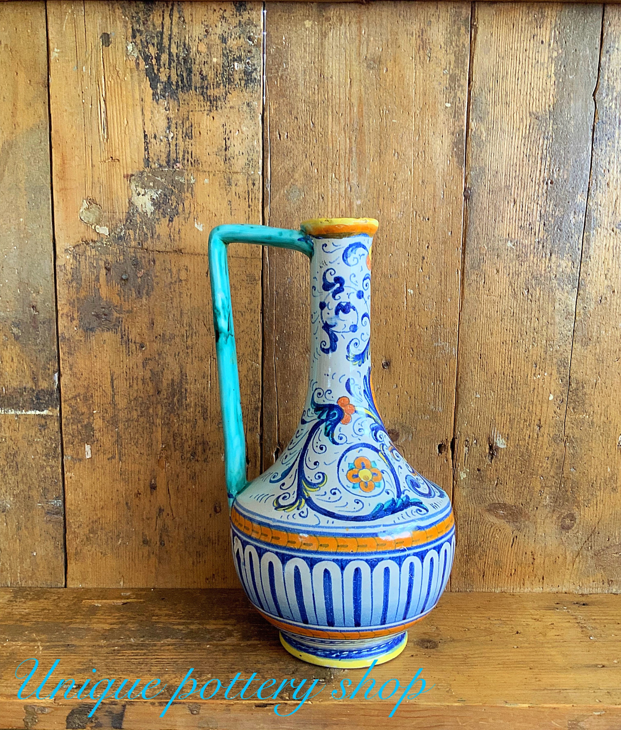 A Large and Colourful Italian Majolica Ewer Vase - Etsy