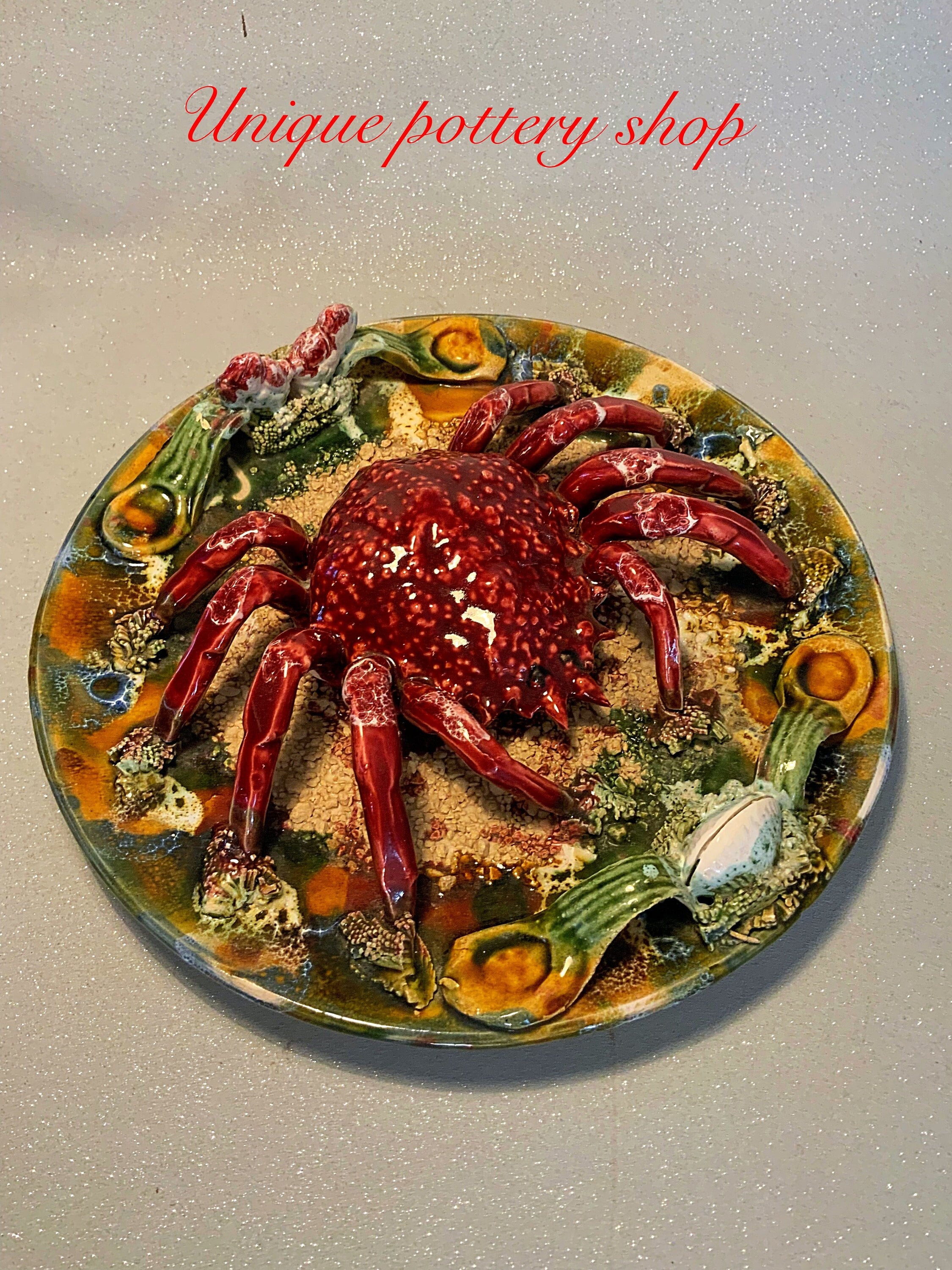 食器    Crab plate An Outstanding Ceramic Art Crab Plate - Etsy