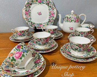 A beautiful English Antique tea set by Crown Staffordshire