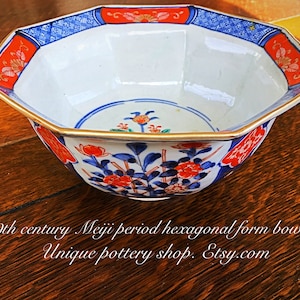 An outstanding, Japanese, 19th century, Meiji period, hexagonal table bowl