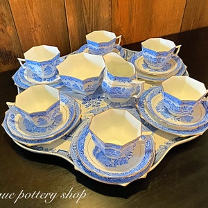 English antique cabaret set for six