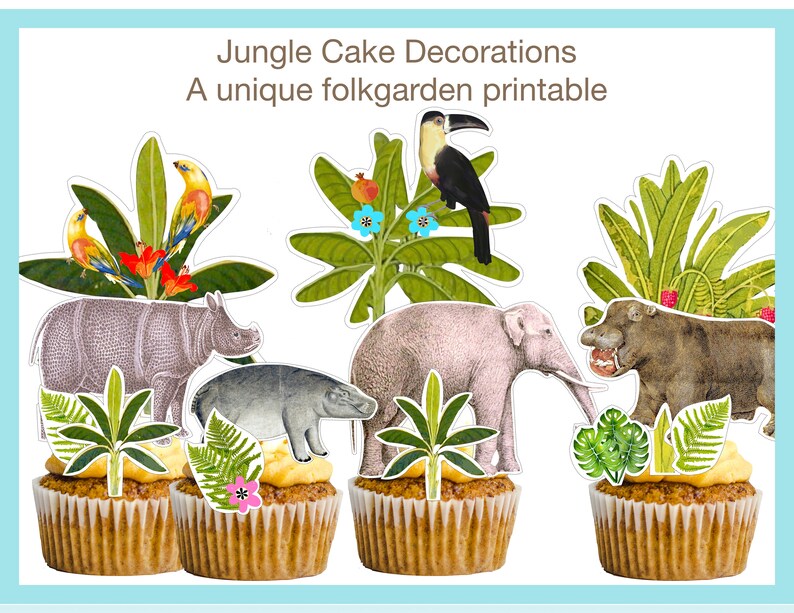 Safari Animal Cake Toppers Printable Cake Decorations Etsy