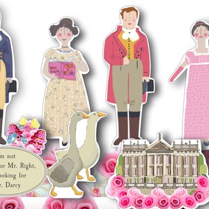Pride and Prejudice DIY cake toppers Jane Austen gifts printable cake decoration cupcake toppers bookish party Mr Darcy cake shop decor image 4