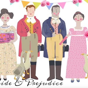 Pride and Prejudice DIY cake toppers Jane Austen gifts printable cake decoration cupcake toppers bookish party Mr Darcy cake shop decor image 5