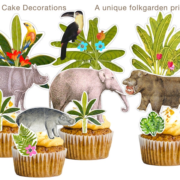 Safari Animal Cake Toppers • Printable Cake Decorations • Cupcake Toppers • DIY Birthday Party Decor • Digital PDF