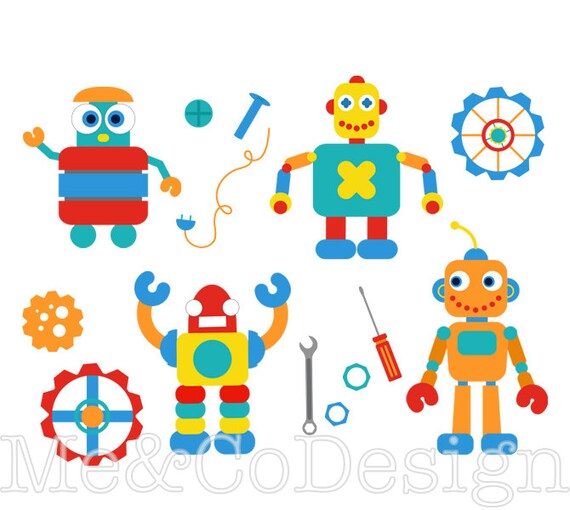 robots clipart fun cute