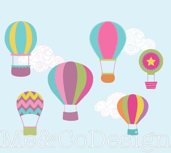 Hot Air Balloon Clipart, Fun Cute Clipart, Balloons and ...