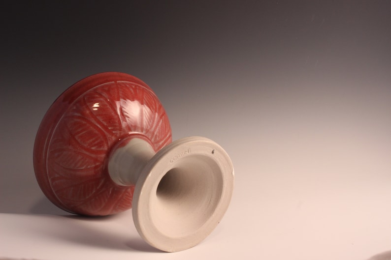 Large Red Carved Ceramic Unitarian Universalist Chalice for Candles