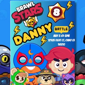 Convite de aniversário do Brawl Stars, convite editável, convite de aniversário, convite para impressão