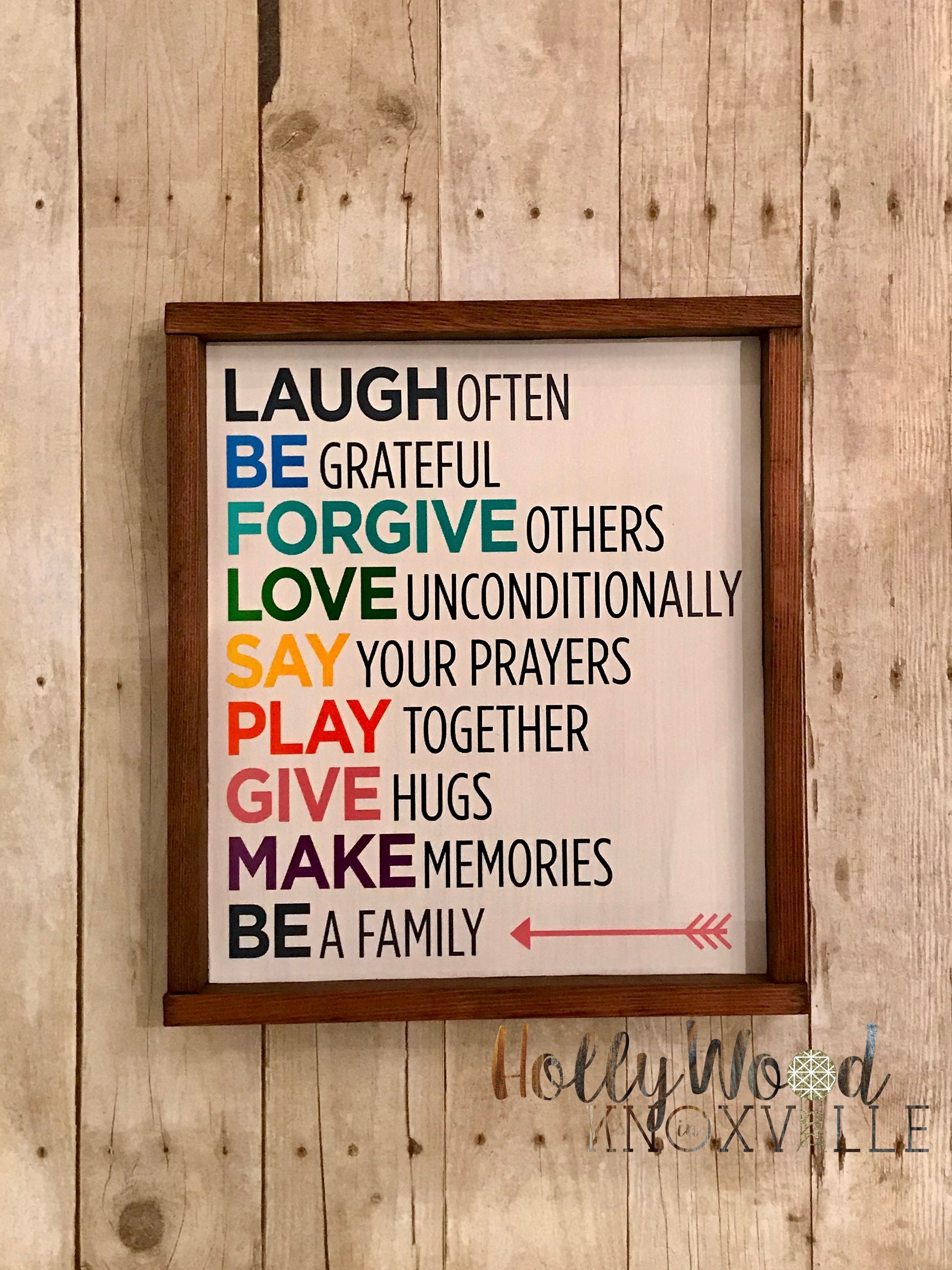 Family Rules Forgive Living Room Decoration Dual Color LED Sign st6-i3912