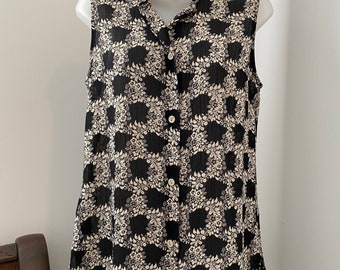 Vintage 1990'S ESPRIT Floral Sleeveless TUNIC TOP - Size Medium - Condition Very Good - From Esprit Collection Canada - Button Closure