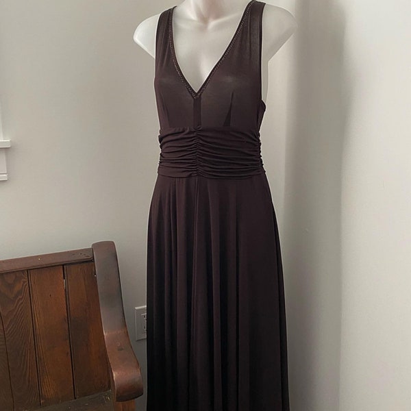 Vintage Y2K - Fabulous BEADED DRESS By INWEAR - Size Small - Dark Chocolate Brown- Condition Mint - Tags Attached - Sleeveless A-Line Style