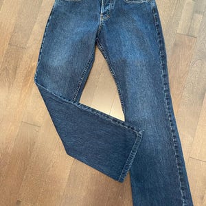 VINTAGE 1990&#39;S - Women&#39;s IKEDA Flare JEANS- Size 27-  Button Fly- Hi Rise- Dark Wash- Howick Apparel- Condition- Very Good - Made in Canada