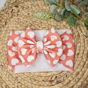 Red Hearts Valentine&#39;s Day Headwrap Bow, baby bow, toddler bow, headwrap bow, newborn bow, valentine&#39;s day bow, red bow