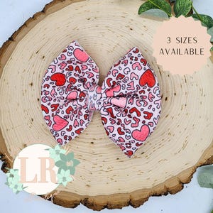 Pink Heart hair bows, valentine&#39;s day bow, clip bow, baby bow, newborn bow, nylon bow, bullet fabric bow, pink bow