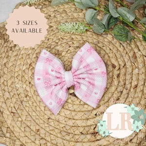 Pink Heart plaid hair bows, valentine&#39;s day bow, clip bow, baby bow, newborn bow, nylon bow, bullet fabric bow, pink bow