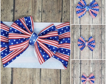 4th of July baby headwrap bow toddler headwrap stars and stripes bow baby girl hair bow fourth of july headwrap bow baby big bow