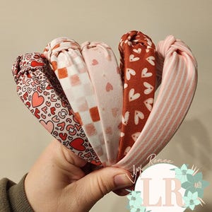 Valentine&#39;s Day Headbands, heart headbands, pink headbands, red headbands, adult headbands, top knot headbands, child headbands