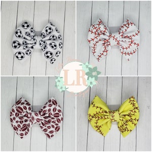 sports large fabric bow clip bow soccer bow baseball bow softball bow football bow bullet fabric