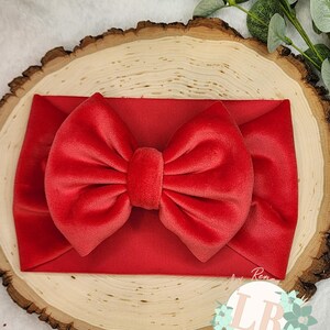 Christmas Velvet headwrap bow, red velvet baby bow, headwrap bow, baby bow, baby bow wrap, newborn wrap