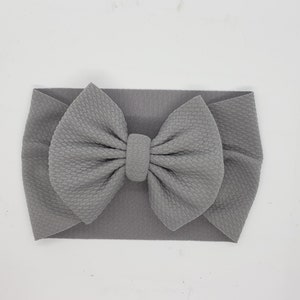 Solid Gray Headwrap Bow, baby headwrap, toddler headwrap, newborn headwrap, Gray bow, solid hair bow