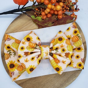 Fall pumpkin sunflower Baby Headwrap toddler headwrap baby big bow fall floral bow pumpkin bow headwrap pumpkin picking fall