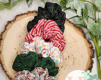 Christmas scrunchies, christmas hair accessories, women's hair ties, christmas accessories, christmas hair scrunchies