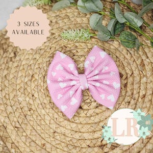 Pink Heart hair bows, valentine&#39;s day bow, clip bow, baby bow, newborn bow, nylon bow, bullet fabric bow, pink bow