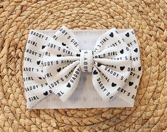Daddy's Girl Valentine's Day Headwrap Bow, baby bow, toddler bow, headwrap bow, newborn bow, valentine's day bow, daddy's girl