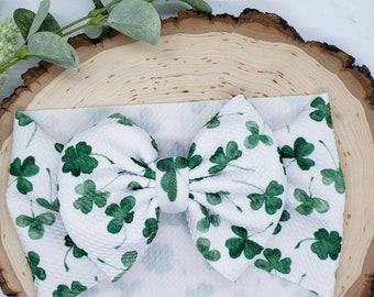 St. Patrick's day Headwrap Bow, Baby Headwrap, Big Bow, Shamrock Bow, clover Headwrap, Toddler Headwrap