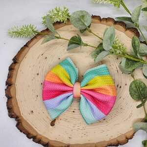 Rainbow Baby Bow Rainbow hair bow rainbow hair accessory rainbow clip bow bow on nylon st. patrick&#39;s day rainbow bow rainbow baby bow