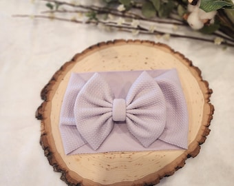 Solid pastel purple headwrap Bow, Baby Headwrap, Big Bow, white Bow, purple Headwrap, Toddler Headwrap, spring solid baby bow, lilac bow