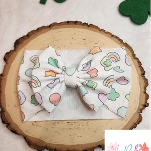 Lazo para la cabeza del día de San Patricio, lazo para la cabeza de bebé, lazo grande, lazo de trébol, lazo de trébol, lazo para la cabeza de niño pequeño