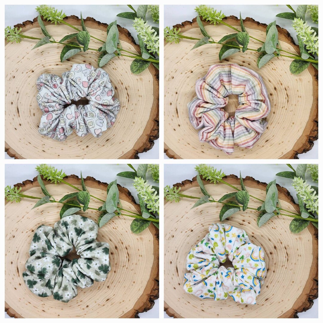 Scrunchie St St. Patrick's Day Scrunchies, Rainbow Scrunchies, Shamrock Scrunchy ...