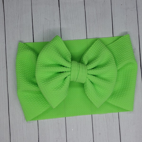 neon green headwrap toddler headwrap baby bow baby girl hair bow girl hair clip bow baby headband solid color hair accessories neon bright