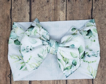 Eucalyptus Floral Baby Headwrap toddler headwrap baby big bow spring floral bow Easter bow headwrap
