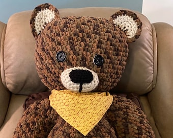 Crocheted John the Canadian Teddy Bear