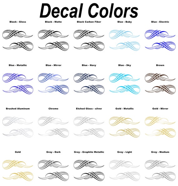 Pinstripe Decal / Scroll Pair Many Colors and Sizes to Choose From