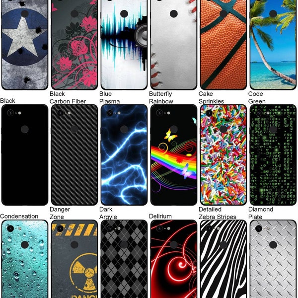 Choose Any 2 Designs - Vinyl Skins / Decals / Stickers for Google Pixel 3 Android Smartphone