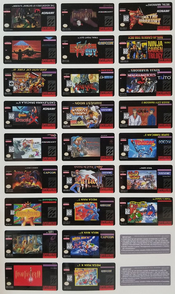 2 Nintendo Game Labels SNES - Etsy