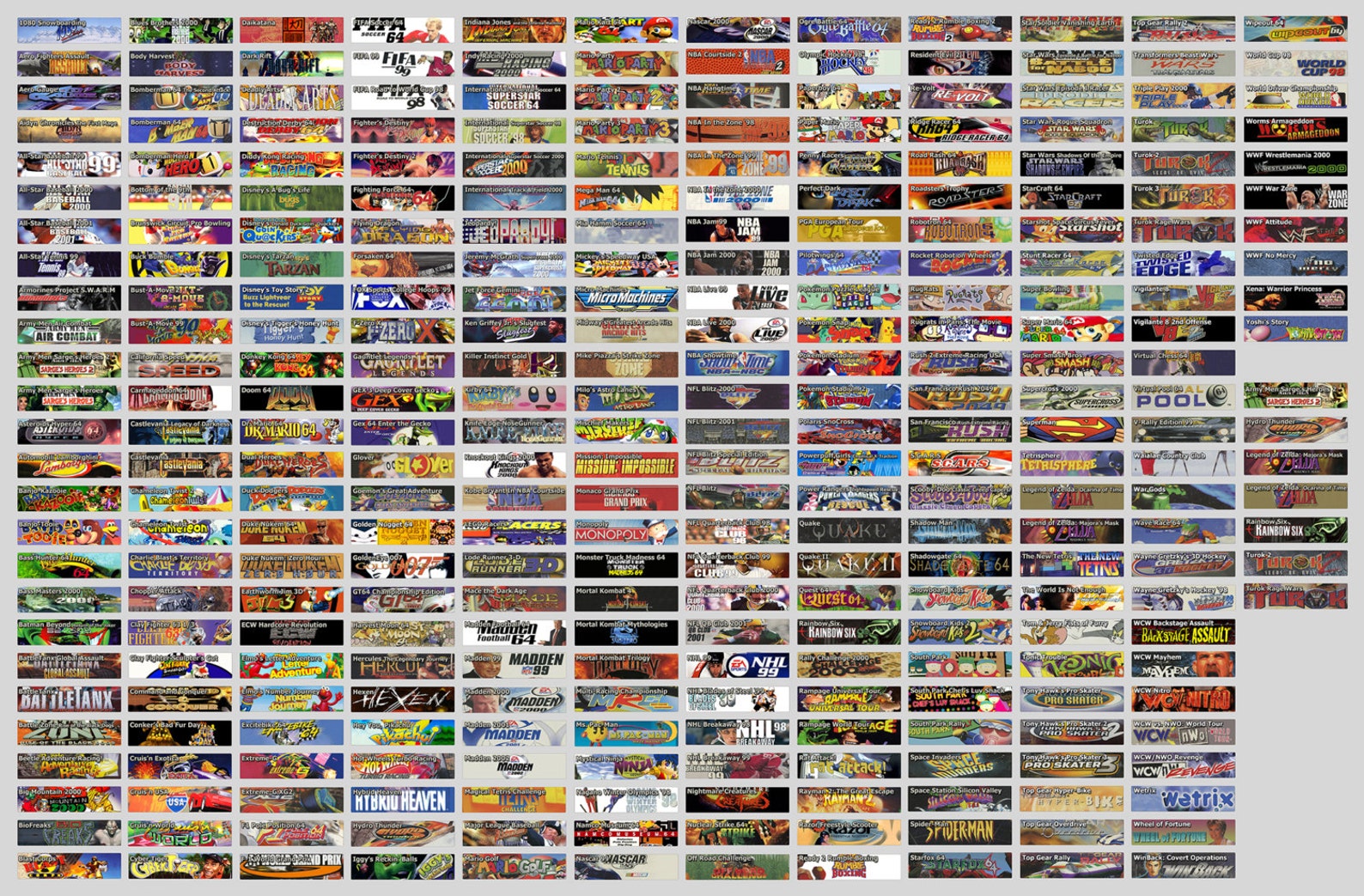 Highquality Nintendo 64 N64 Cartridge Spine Labels Full 296pc North