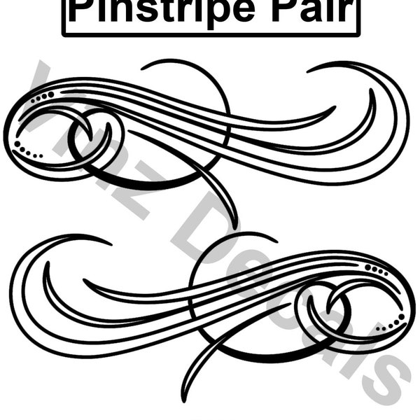 Pinstripe Decal / Scroll Pair Many Colors and Sizes To Choose From -Personalized- Free US Shipping! (#0825)