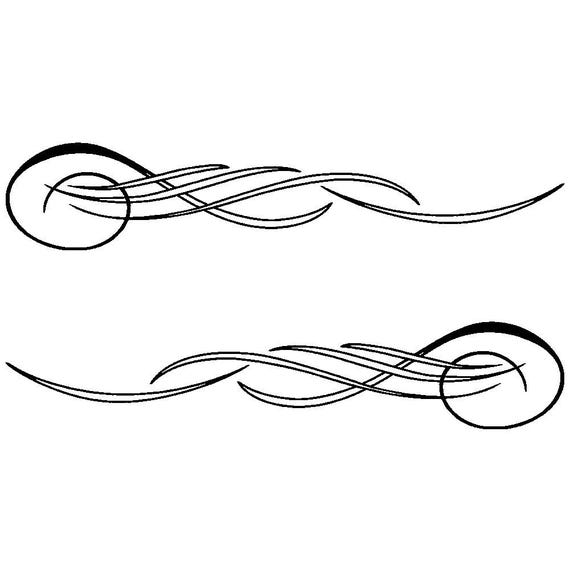Custom Graphic Center Scroll Pinstriping Decal #27 Pair (2 Decals) 9 X
