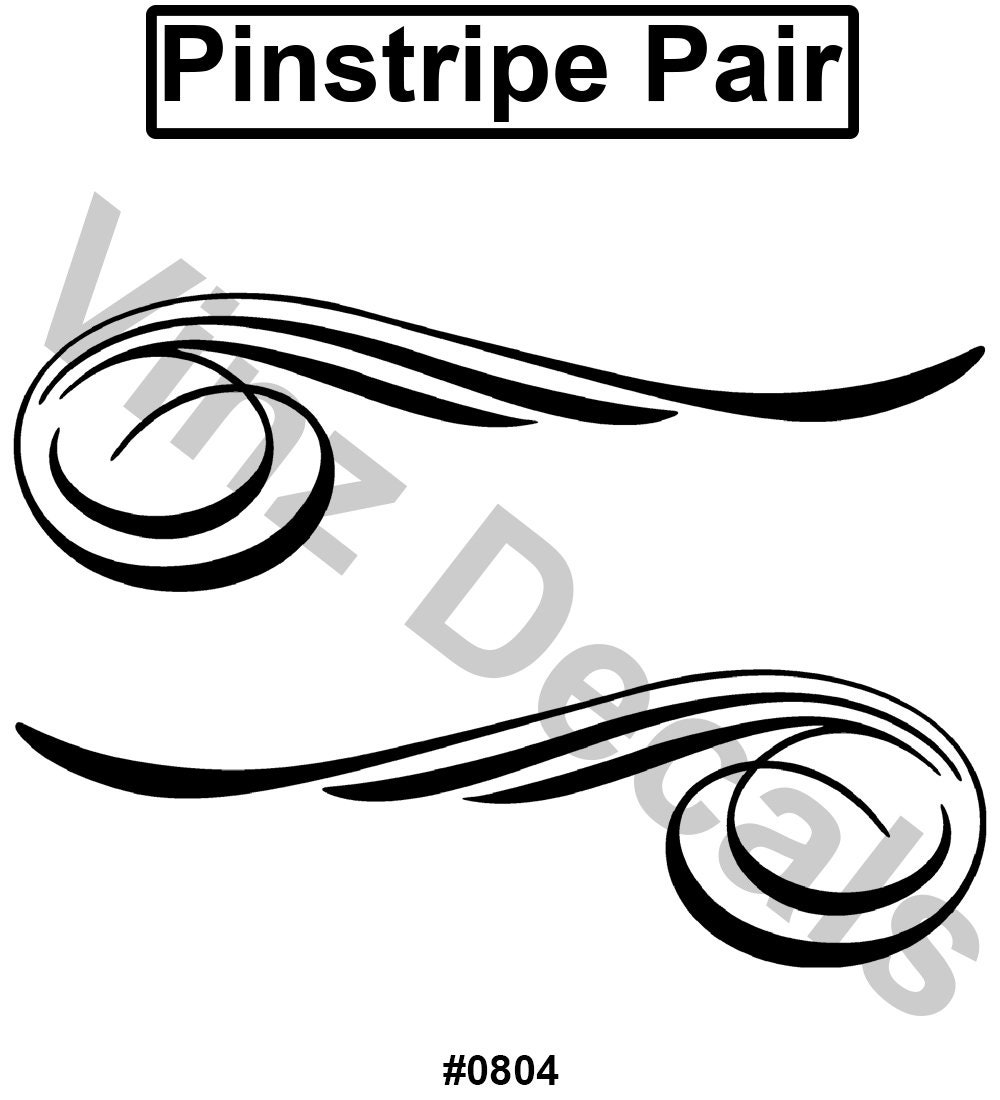 Pinstripe Decal / Scroll Pair Many Colors and Sizes To Choose From -Personalized- Free US Shipping! (#0804)