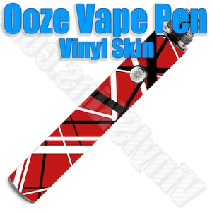 May include: Red, white, and black vinyl skin for an Ooze Vape Pen. The skin has a geometric pattern.