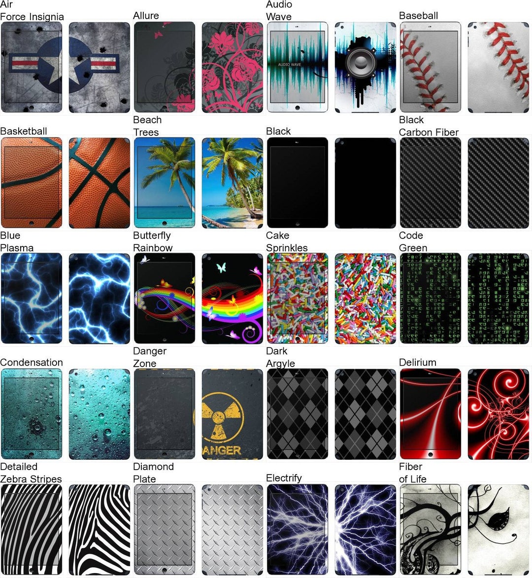 Ipad Mini Back Sticker Layout Choose Any 1 Vinyl Decal/sticker/skin Design for the Apple iPad Mini 2 ...