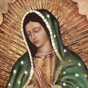 Our Lady of Guadalupe Virgin Mary Religious Art Prints that GLOW Half Body Image, Mother's Day, Virgen de Guadalupe, Virgin Mary image 2