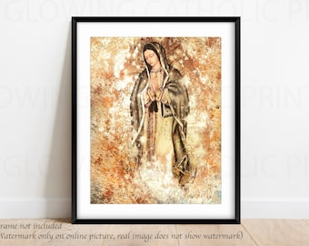 Sparkling Our Lady of Guadalupe Virgin Mary Religious Art Prints that GLOW  Christmas Gift, Our Lady of Guadalupe, Virgen de Guadalupe